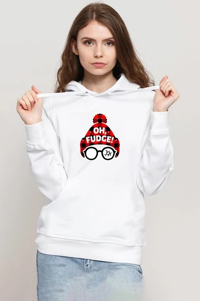Oh Fudge Christmas Beyaz Kadın 3ip Kapşonlu Sweatshirt ürün görseli 1