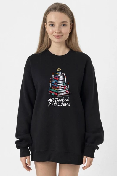 All Booked For Christmas Siyah Kadın 2ip Sweatshirt ürün görseli 1