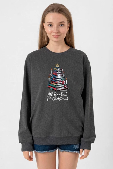 All Booked For Christmas Füme Kadın 2ip Sweatshirt ürün görseli 1