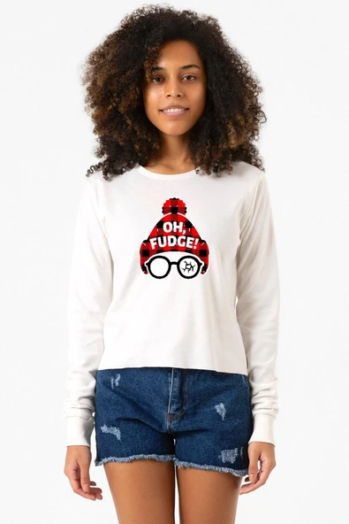 Oh Fudge Christmas Ekru Ekstra Uzunkol Sweatshirt ürün görseli 1
