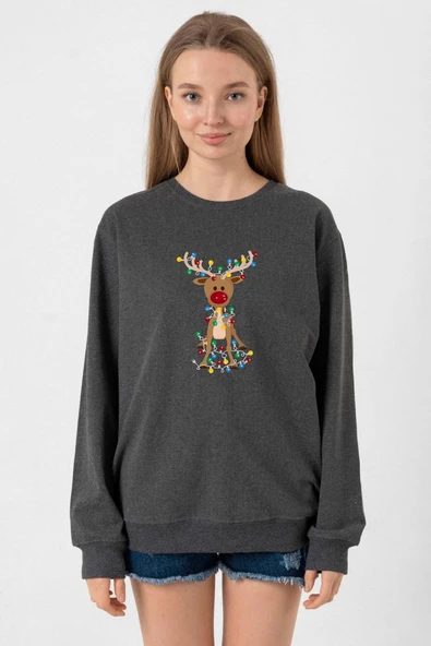 Adorable Reindeer Christmas Füme Kadın 2ip Sweatshirt ürün görseli 1