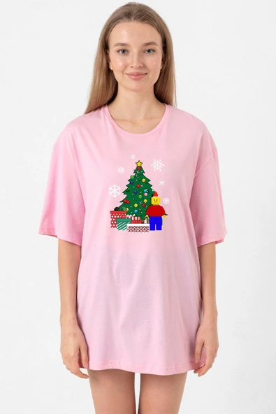 Lego Man Christmas Pembe Kadın Oversize Tshirt ürün görseli 1