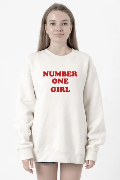Rose Number One Girl Beyaz Kadın 2ip Sweatshirt ürün görseli 1