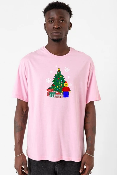 Lego Man Christmas Pembe Erkek Oversize Tshirt ürün görseli 1
