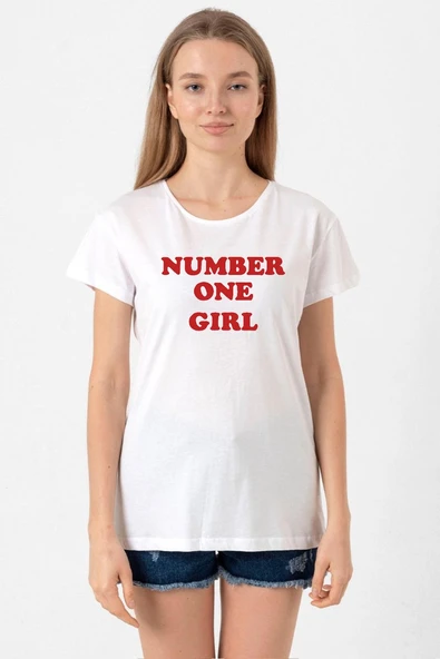 Rose Number One Girl Beyaz Kadın Bisikletyaka Tshirt ürün görseli 1