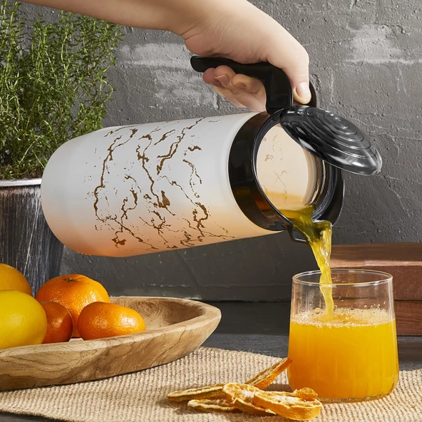Selka Home Beyaz Mermer Desen Cam Sürahi 1500 ML ürün görseli 1