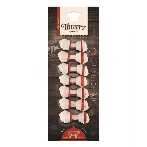 19046499 M-PETS TRUSTY BEEF DÜĞÜMLÜ KEMİK 7Lİ 84GR/6,4CM ürün görseli 1
