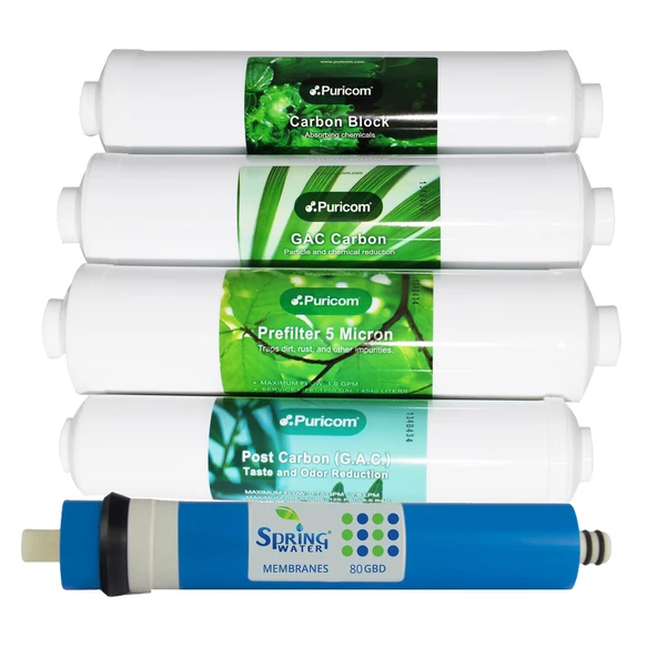 Spring Water Su Arıtma Cihazları İçin Inline Puricom 5'li Filtre Seti - Kore Malı - Yüksek Performans ürün görseli 1