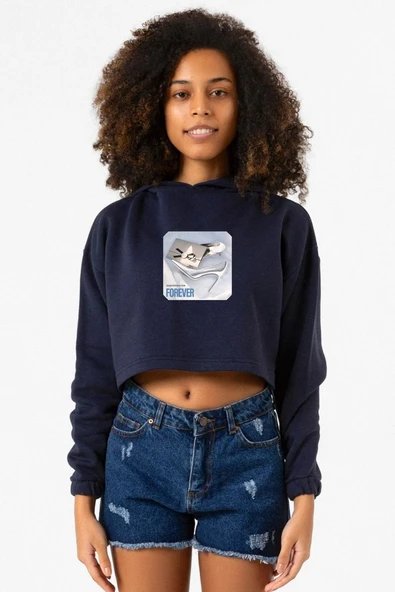 Babymonster Forever Lacivert Kadın Crop Kapşonlu ürün görseli 1