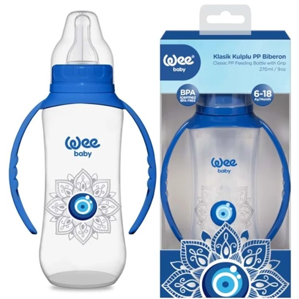 Wee Baby Klasik Kulplu PP Biberon 270ML Nazar Boncuğu ürün görseli 1