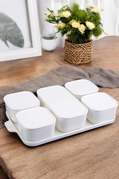 Digithome 5'li Porselen Kapaklı Kahvaltılık Set POR19-317S6 1-1-289 ürün görseli 1