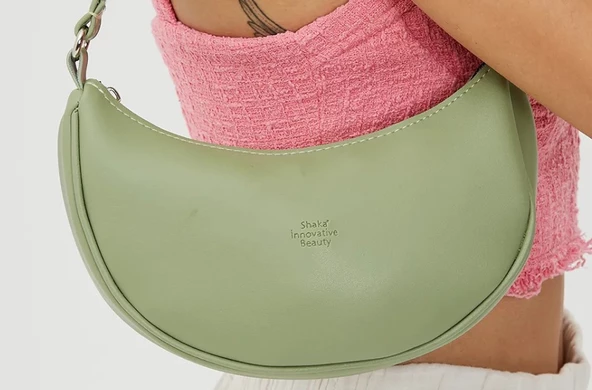 Mint Yeşil Shk26 Tek Bölmeli Suni Deri El ve Omuz Çantası U:12 E:26 G:6 cm ürün görseli 1