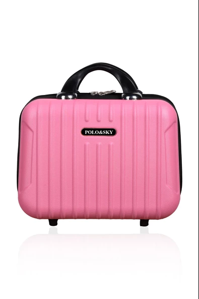 Polo&Sky Class Model Pembe Renk Abs Makyaj Çantası El Valizi ürün görseli 1