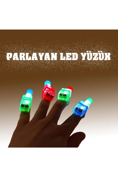 Ayver 4 ADET LED PARMAK IŞIKLARI PARTİ KONSER AKSEUSARI RENKLİ CANLI PARLAYAN LASTİK YÜZÜKLER 4 CM ürün görseli 1
