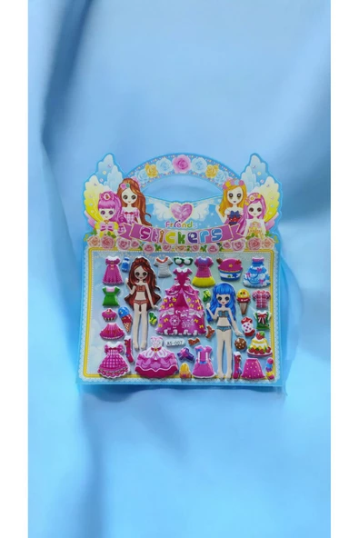 Ayver Çanta Model Boyama Karton Kız Elbise Kıyafet Sticker ürün görseli 1