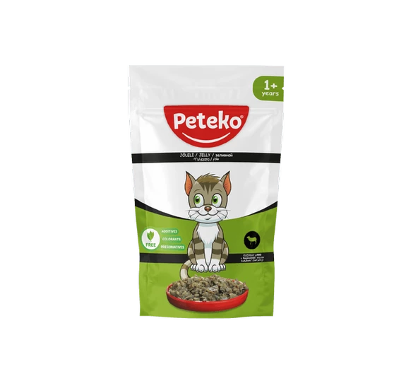 PETEKO 24 ADET JÖLELİ PARÇA ETLİ YETİŞKİN KEDİ YAŞ MAMASI KUZULU 85 GRAM ürün görseli 1