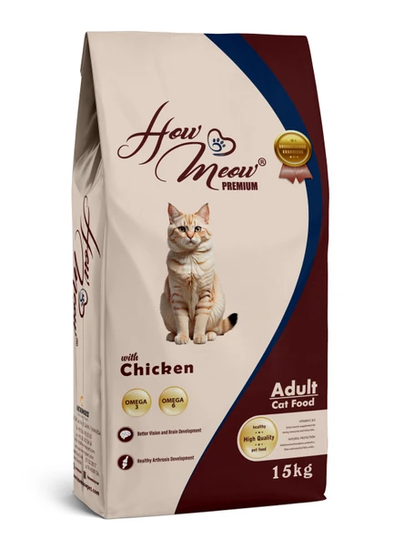 HOW MEOW YETİŞKİN KEDİ KURU MAMASI TAVUKLU 15 KG ürün görseli 1