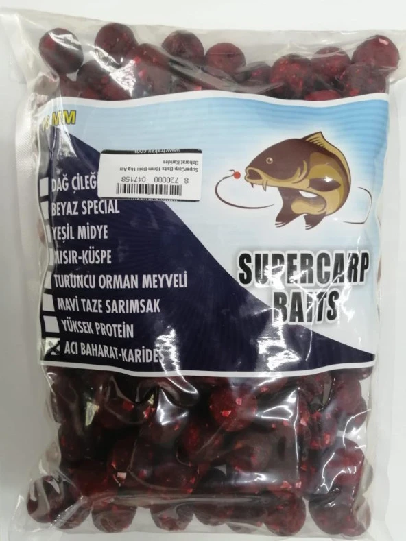 SuperCarp Baits 18mm Boili 1kg Acı Baharat Karides ürün görseli 1