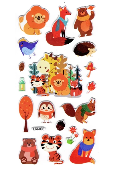 Sticker Kabartmalı Stiker Defter, Planlayıcı Etiket (LRI006) - 17X9 cm - Hayvanlar Alemi ürün görseli 1