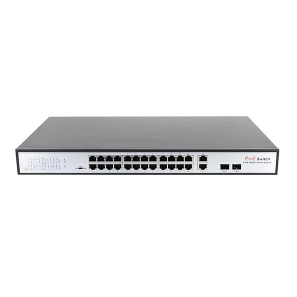 Uranıum POE-2421SFP 24X10/100+2X Gigabit Uplınk +1Xsfp 360W 250 Metre Poe Combo Rack Tıpı Swıtch ürün görseli 1