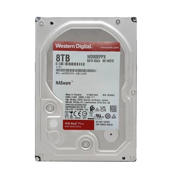 Western Digital Red Plus WD80EFPX SATA 3.0 5640 RPM 3.5" 8 TB Harddisk ürün görseli 1
