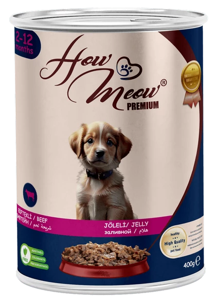 HOW MEOW 12 ADET PATE YAVRU KÖPEK YAŞ MAMASI BİFTEKLİ 400 GRAM ürün görseli 1