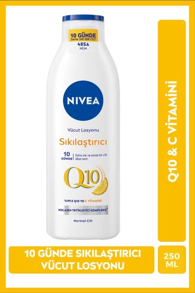 NIVEA Q10 Sıkılaştırıcı Vücut Losyonu 250ml, C Vitamini, 10 Günde Sıkılaşma, Nemlendirici, Esnek Cilt ürün görseli 1