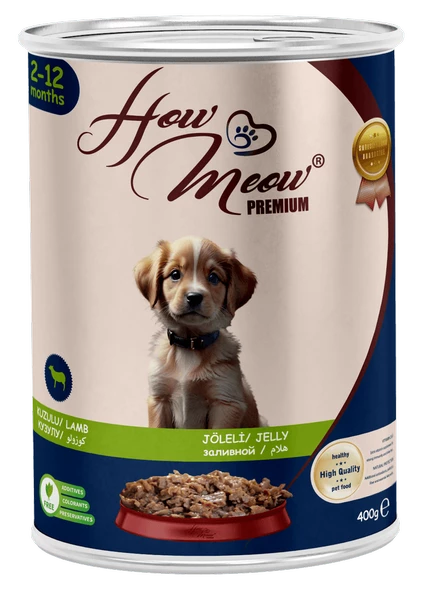 HOW MEOW 12 ADET PATE YAVRU KÖPEK YAŞ MAMASI KUZULU 400 GRAM ürün görseli 1