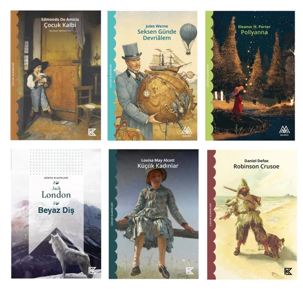 Kitap Vadisi Dünya Klasikleri Seti 6 Kitap (Robinson Crusoe + Küçük Kadınlar + Beyaz Diş + Polyanna + Seksen Günde Devri Alem + Çocuk Kalbi) ürün görseli 1