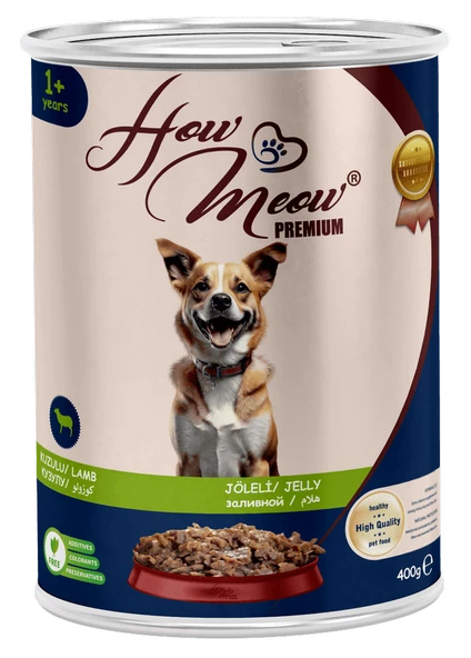 HOW MEOW 12 ADET JÖLELİ PARÇA ETLİ YETİŞKİN KÖPEK YAŞ MAMASI KUZULU 400 GRAM ürün görseli 1