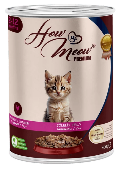 HOW MEOW 12 ADET PATE YAVRU KEDİ YAŞ MAMASI TAVUKLU 400 GRAM ürün görseli 1
