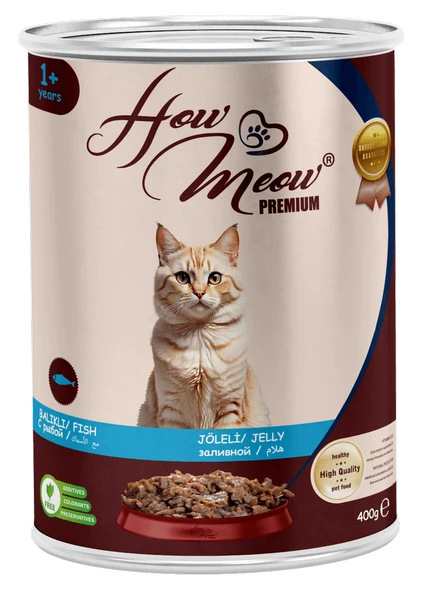 HOW MEOW 12 ADET PATE YETİŞKİN KEDİ YAŞ MAMASI BALIKLI 400 GRAM ürün görseli 1
