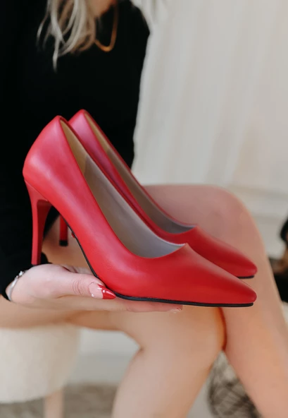Jilya Kırmızı Cilt Stiletto Ayakkabı ürün görseli 1