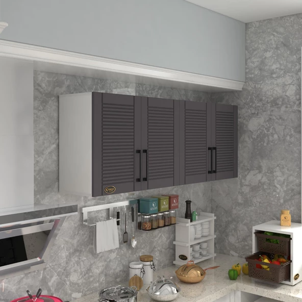 Kenzlife hazır mutfak dolabı havuç90 gri mod2 90*160*32 mebran kapak suntalam gövde ürün görseli 1