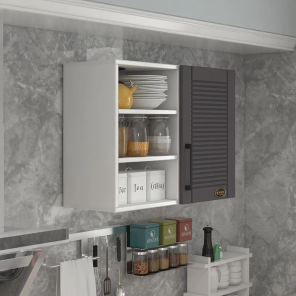 Kenzlife hazır mutfak dolabı roka60 gri mod2 60*080*32 mebran kapak suntalam gövde ürün görseli 1