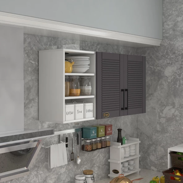 Kenzlife hazır mutfak dolabı kestane90 gri mod2 90*120*32 mebran kapak suntalam gövde ürün görseli 1