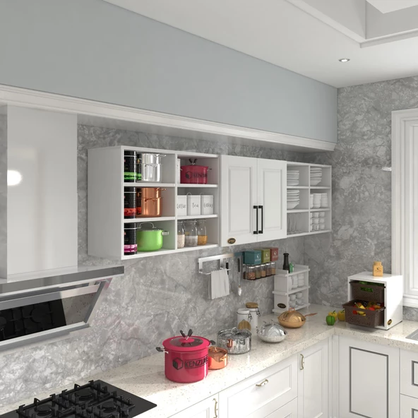 Kenzlife hazır mutfak dolabı mercimek90 byz mod1 90*240*32 mebran kapak suntalam gövde ürün görseli 1