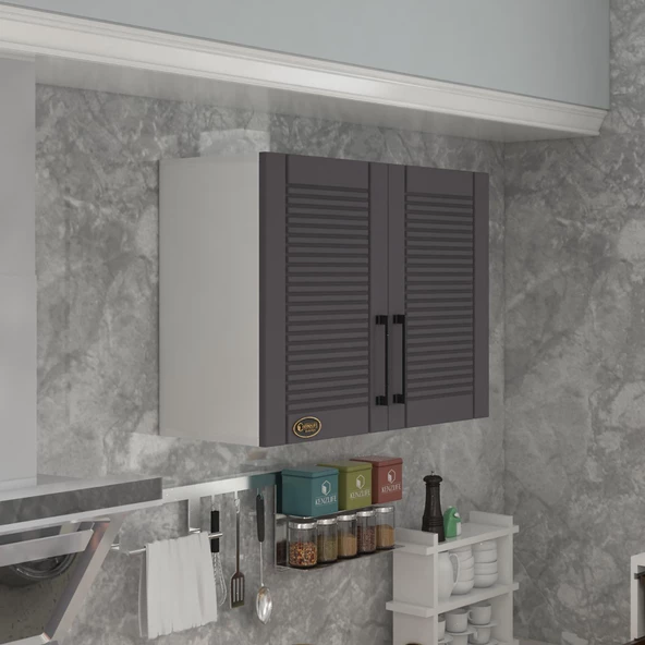 Kenzlife hazır mutfak dolabı kıvırcık90 gri mod2 90*080*32 mebran kapak suntalam gövde ürün görseli 1