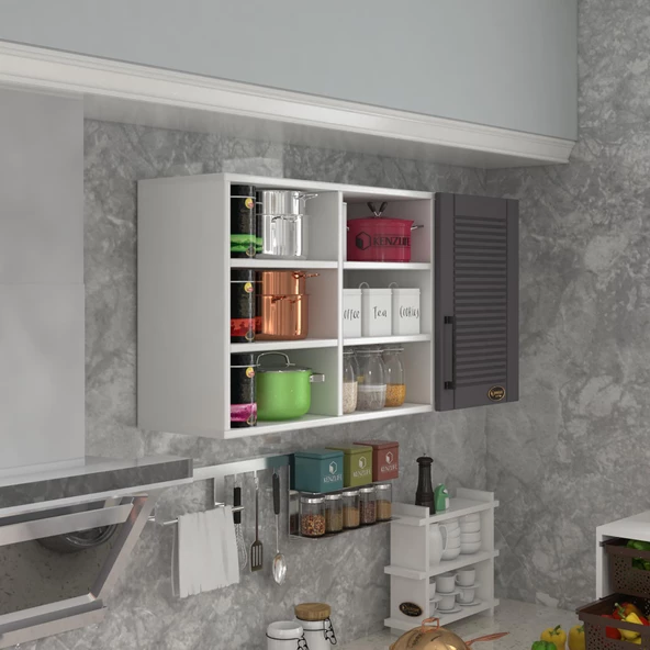 Kenzlife hazır mutfak dolabı nane60 gri mod2 60*120*32 mebran kapak suntalam gövde ürün görseli 1