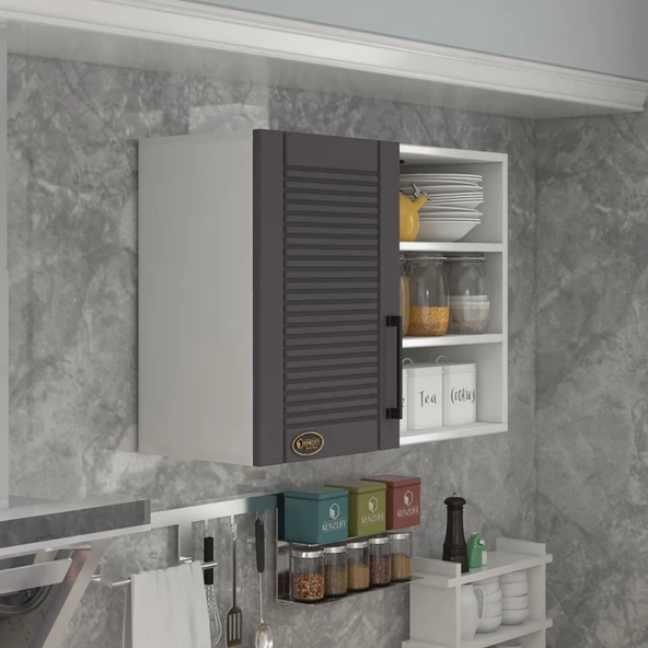 Kenzlife hazır mutfak dolabı tere90 gri mod2 90*080*32 mebran kapak suntalam gövde ürün görseli 1