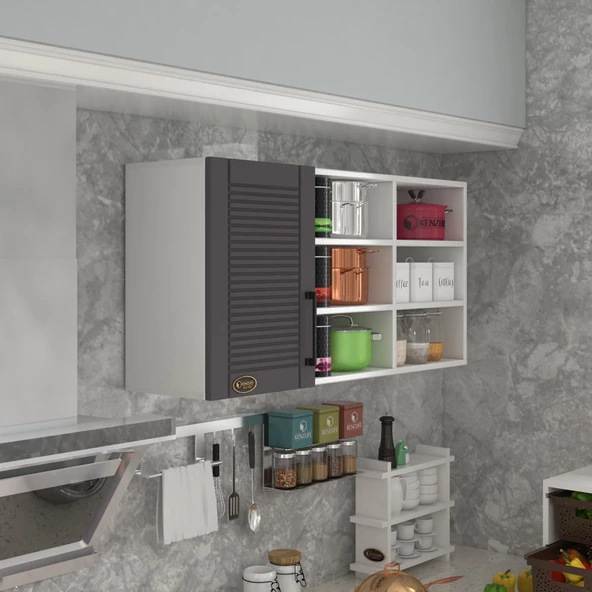 Kenzlife hazır mutfak dolabı pancar60 gri mod2 60*120*32 mebran kapak suntalam gövde ürün görseli 1