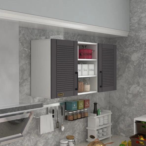 Kenzlife hazır mutfak dolabı pırasa60 gri mod2 60*120*32 mebran kapak suntalam gövde ürün görseli 1