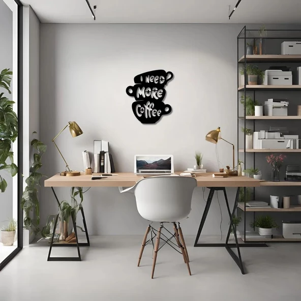 Metal Dekor I Need More Coffee Metal Duvar Tablosu İmza ürün görseli 1