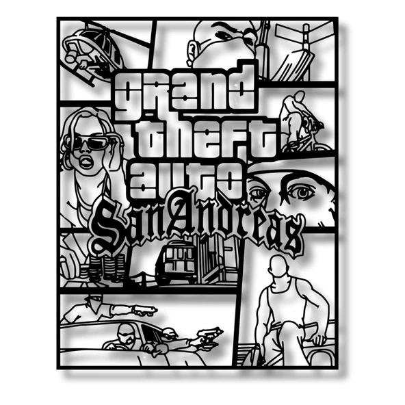 Metal Dekor GTA San Andreas Metal Duvar Tablosu Pop Art ürün görseli 1