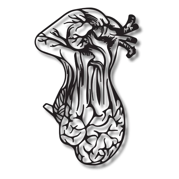 Lazer Kesim Metal Duvar Dekoru Kalp ve Beyin(Heart and Brain) Metal Duvar Tablosu Soyut ürün görseli 1