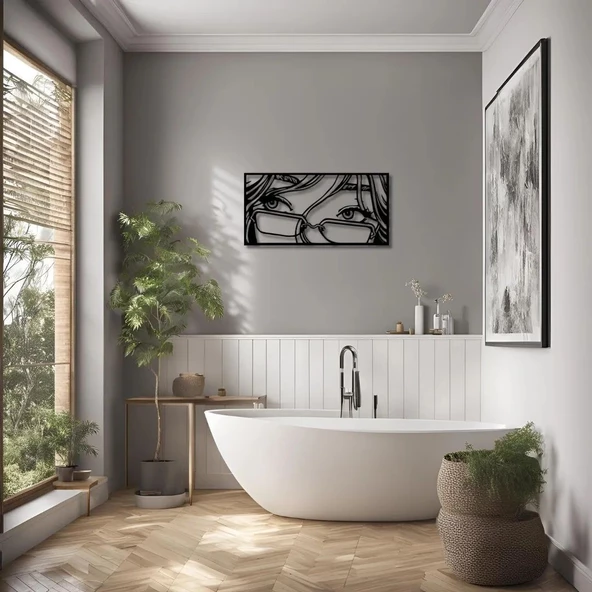 Artera Design Lazer Kesim Metal Gözlük Takmış Kadın Figürlü Dekoratif Metal Tablo ürün görseli 1