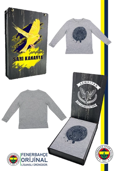 Fenerbahçe Orijinal Lisanslı Yaldızlı Fb Logo Gri Çocuk Sweat Hediyelik Ahşap Kutulu ürün görseli 1