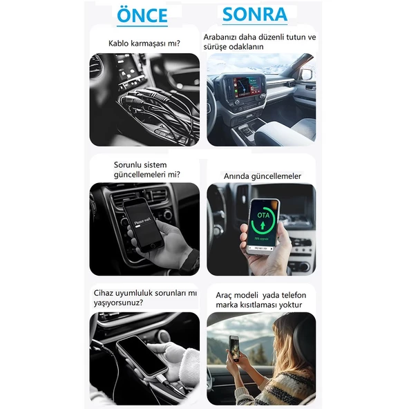 Yate10 Kablosuz Android Auto/Car Play USB Dongle - Resim 5