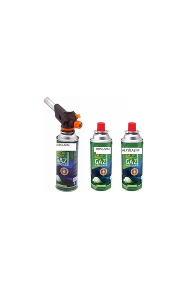 HEPSİLAZIM Pürmüz Pratik Çakmaklı Ayarlı Tüp Hürmüz Set 4 Lü Set 227 Gr 1300 ° Alev Pratik Mangal Ateş Çakmağı ürün görseli 1