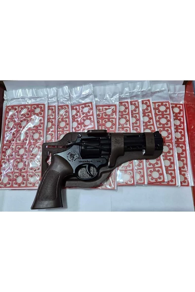 HEPSİLAZIM Metal Oyuncak Kovboy Tabanca 180 Mantar Kapsül Hediye Kapsül Patlatan Revolver Demir Silah Ağır Ürün ürün görseli 1